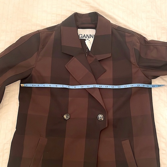 SOLD GANNI Checkered Trench Coat EU 38 - Picture 6 of 8